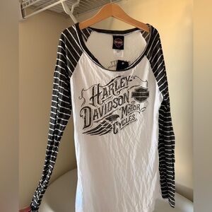 Harley-Davidson Black and White Long Sleeve Shirt